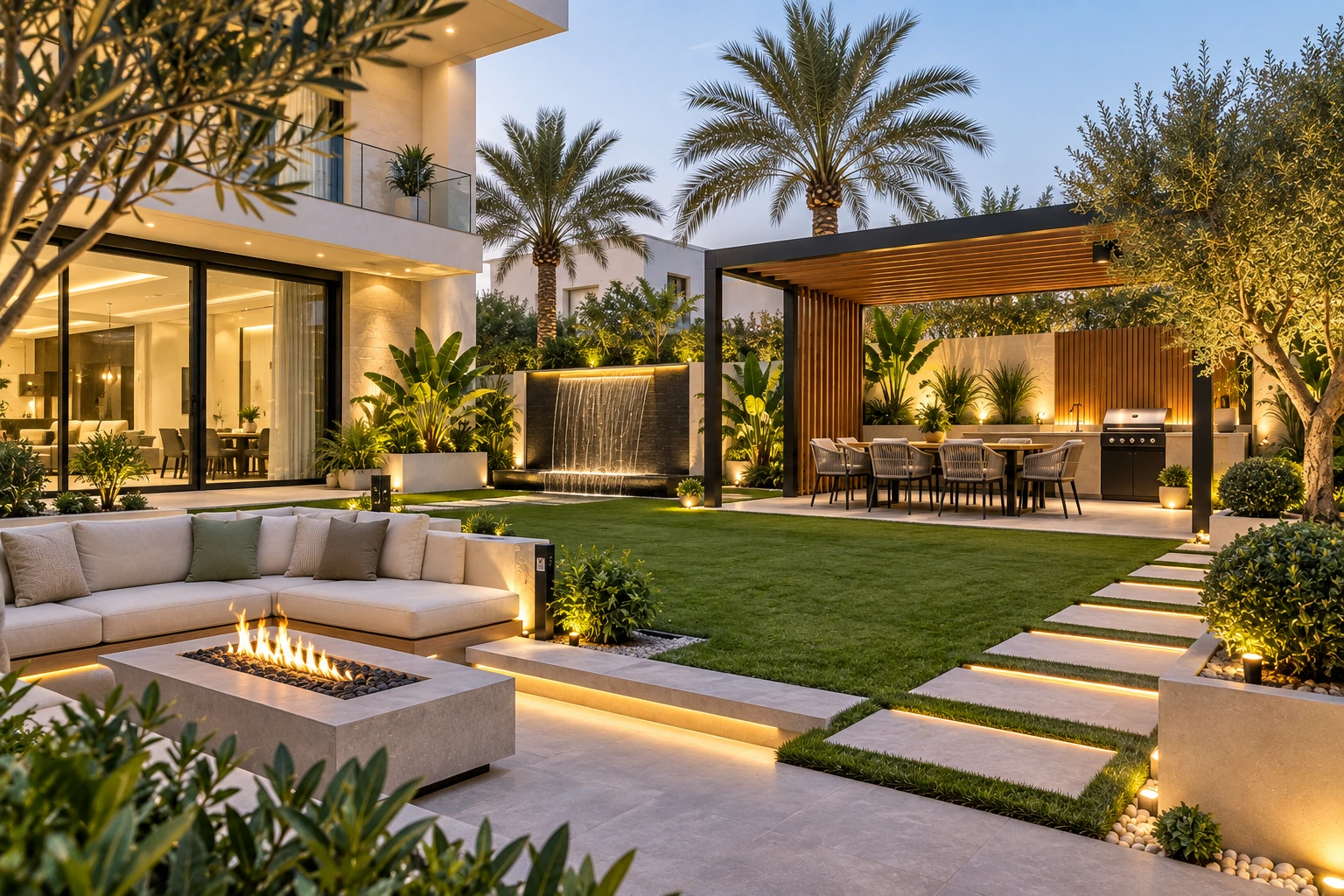 Modern garden landscaping ideas for a luxury Dubai villa